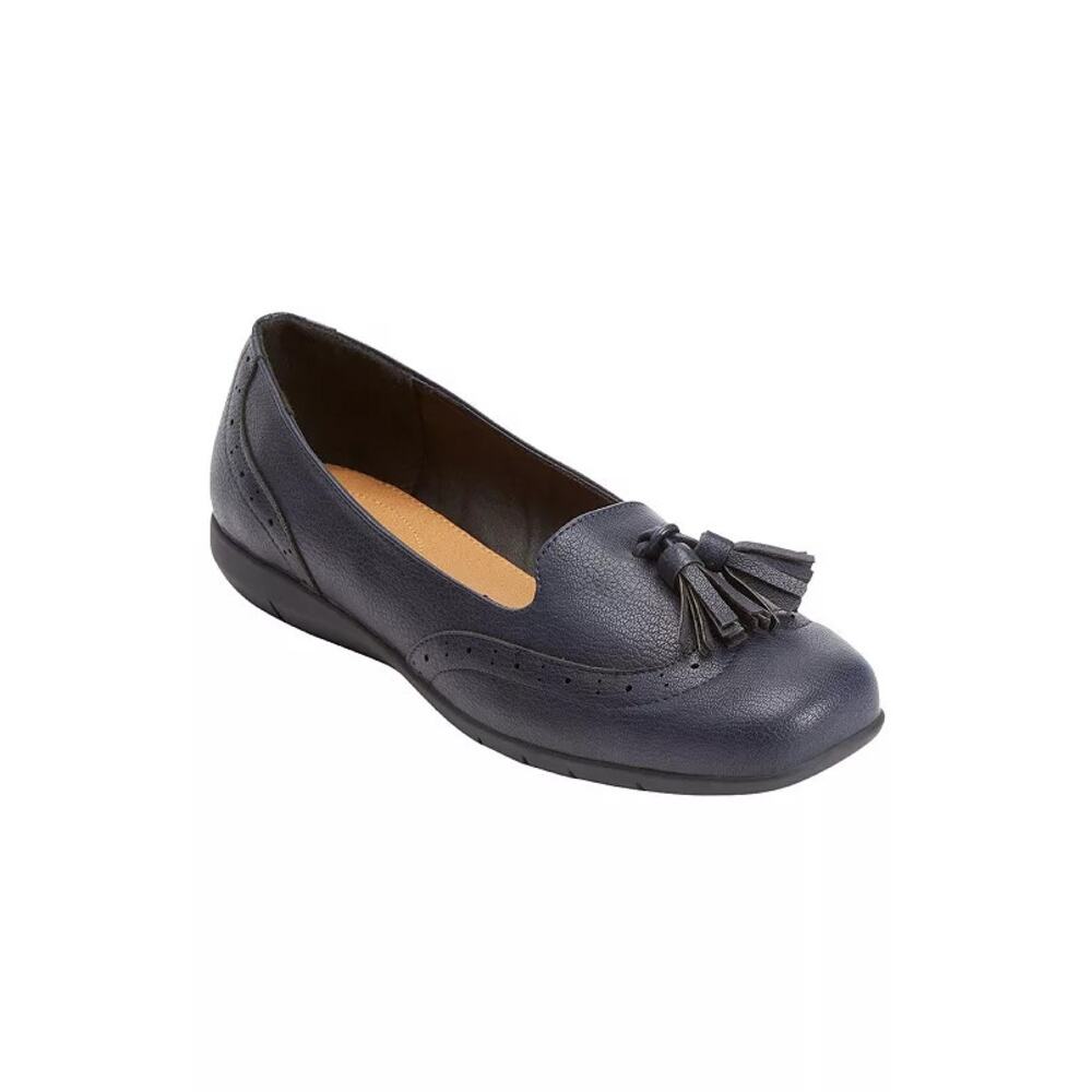 Comfortview Women's The Aster Slip On Flat in Navy Size 10 Wide..